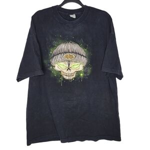 Vintage Y2K Phys.Sci Alien Head T-Shirt Green Scary Glows in Dark Black